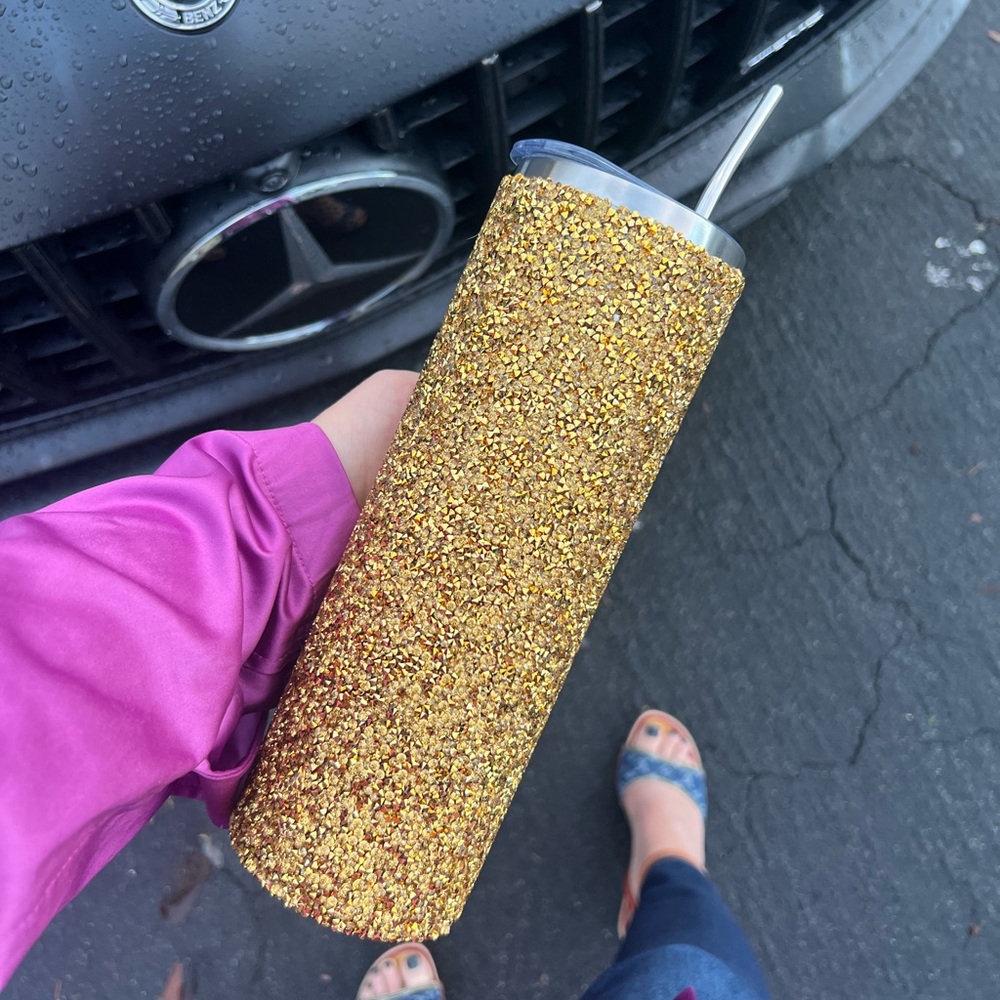 THE GOLD DIGGER 30 oz DOUBLE CHUNKY BLING HOT COLD BEVERAGE VACUUM THERMAL‎
